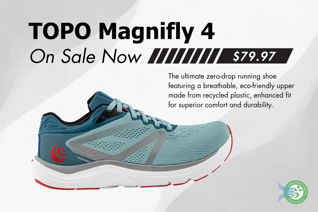 Topo Magnifly Discounted at your nearest running store and online at ConfluenceRunning.com