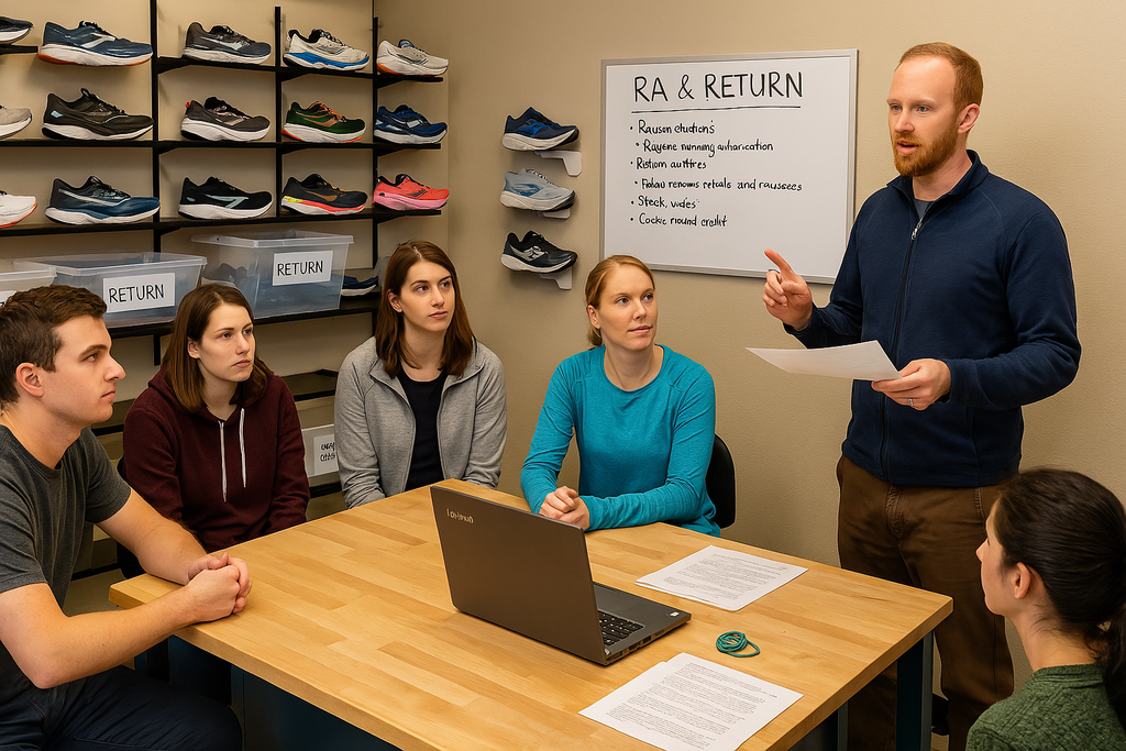 Confluence Running staff participating in returns and RA training for operational excellence