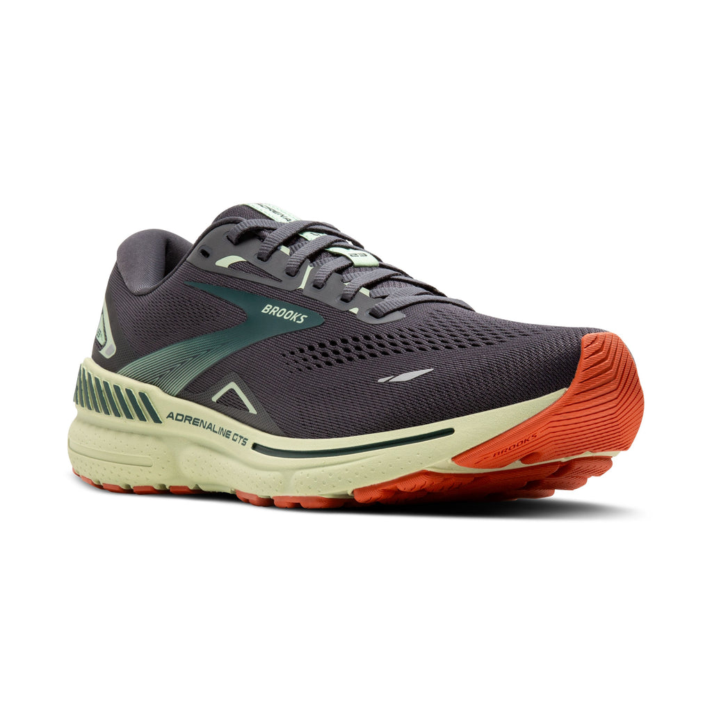 Men's Brooks Adrenaline GTS 23. Grey upper. Cream midsole. Lateral view.