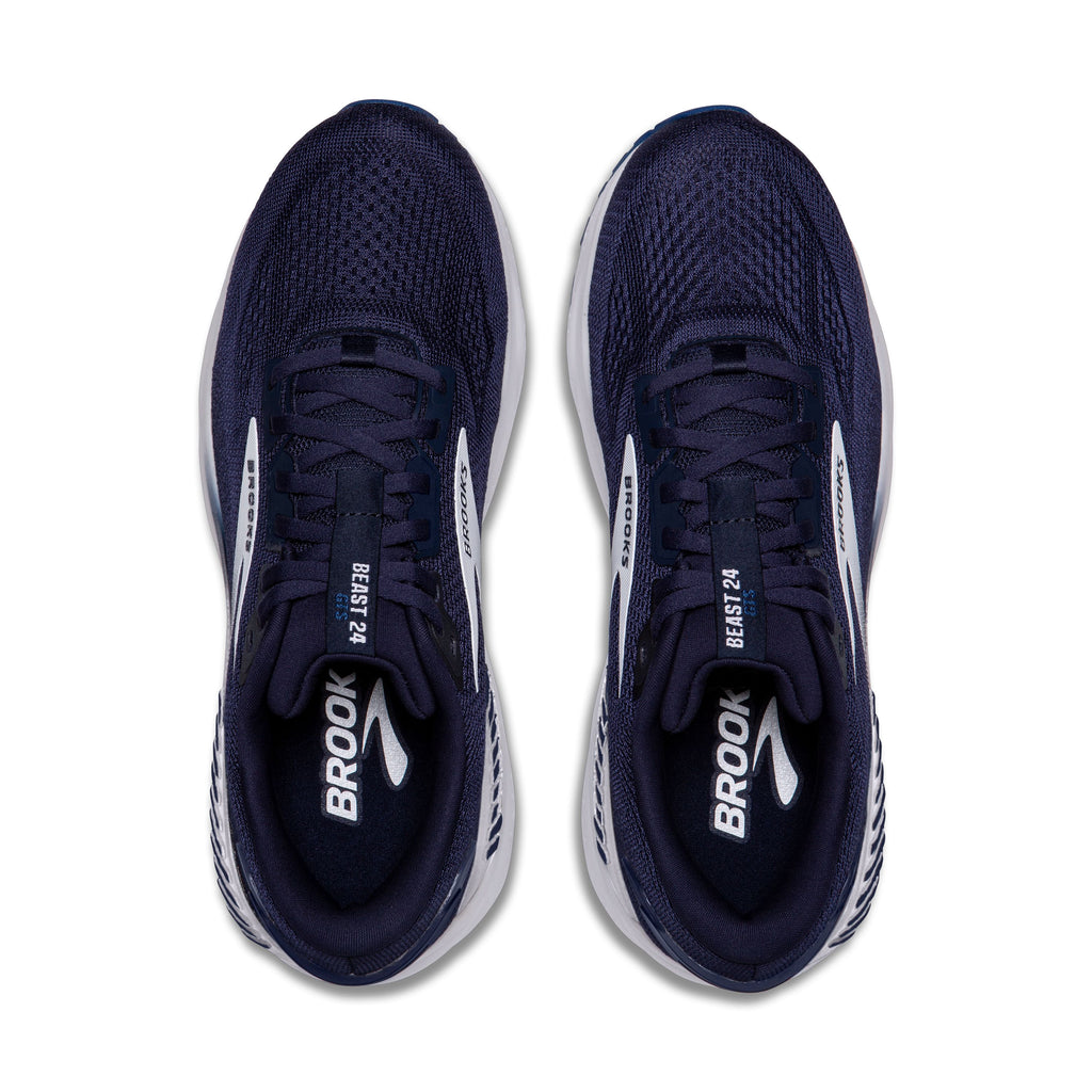 Men's Brooks Beast 24. Blue upper. White midsole. Top view.