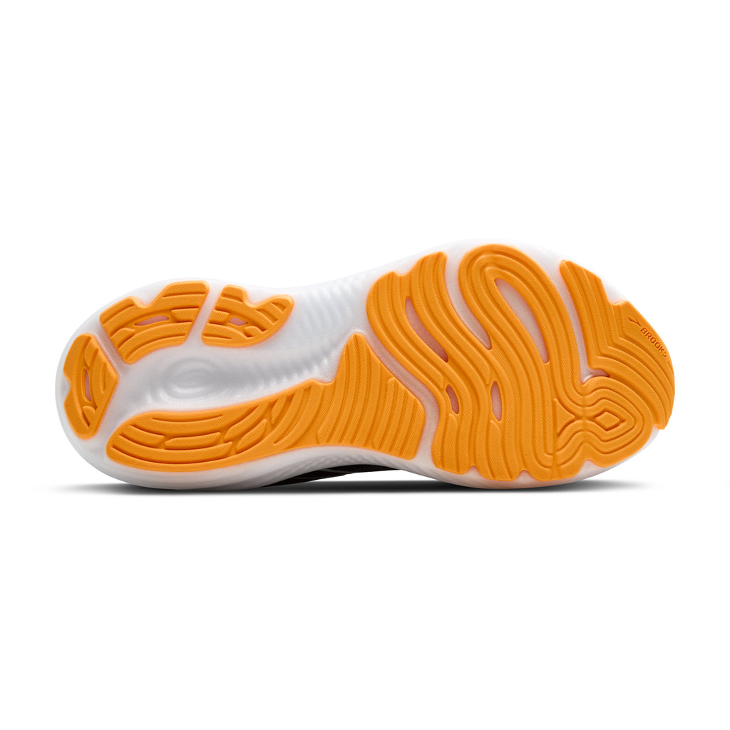 Men's Brooks Glycerin GTS 22. Black upper. White midsole. Bottom view.