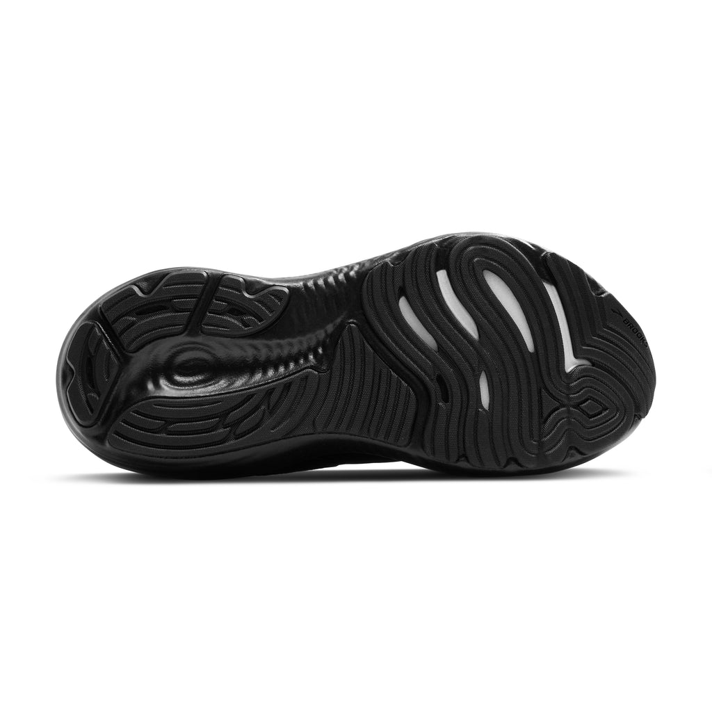 Men's Brooks Glycerin GTS 22. Black upper. Black midsole. Bottom view.
