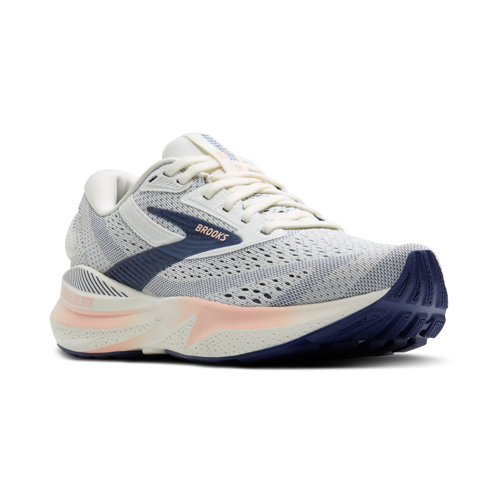 Women's Brooks Adrenaline GTS 24. Grey upper. White midsole. Lateral view.