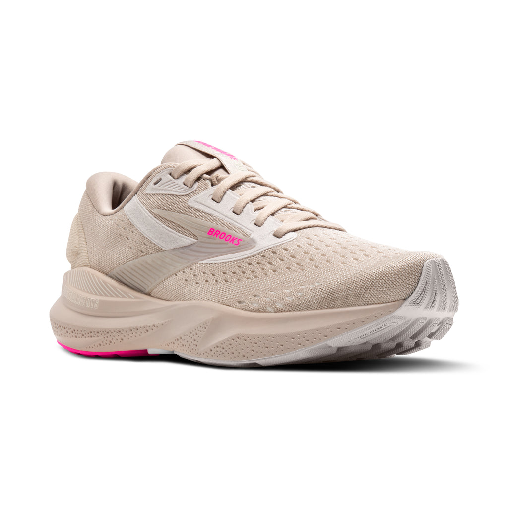 Women's Brooks Adrenaline GTS 24. Tan upper. Tan midsole. Lateral view.