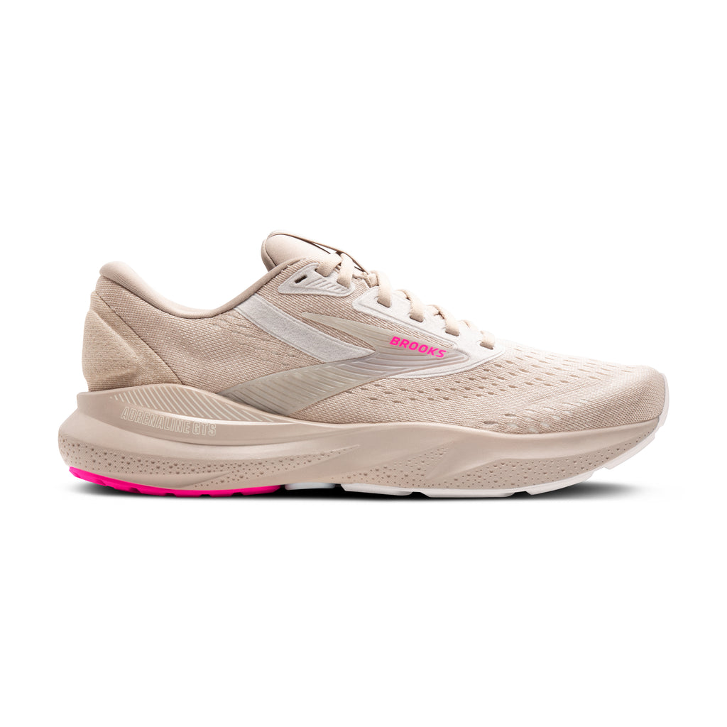 Women's Brooks Adrenaline GTS 24. Tan upper. Tan midsole. Lateral view.