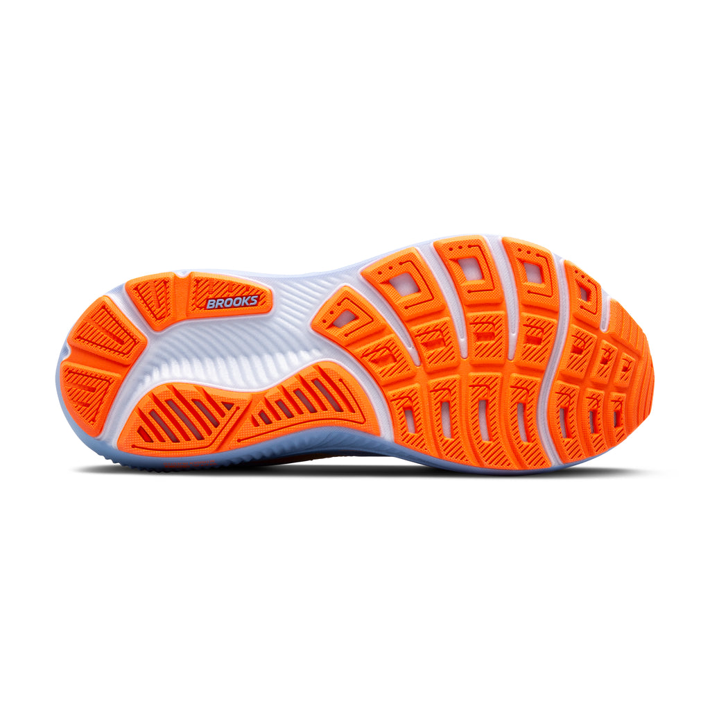 Women's Brooks Ghost 17. Light Blue upper. Light Blue midsole. Bottom view.