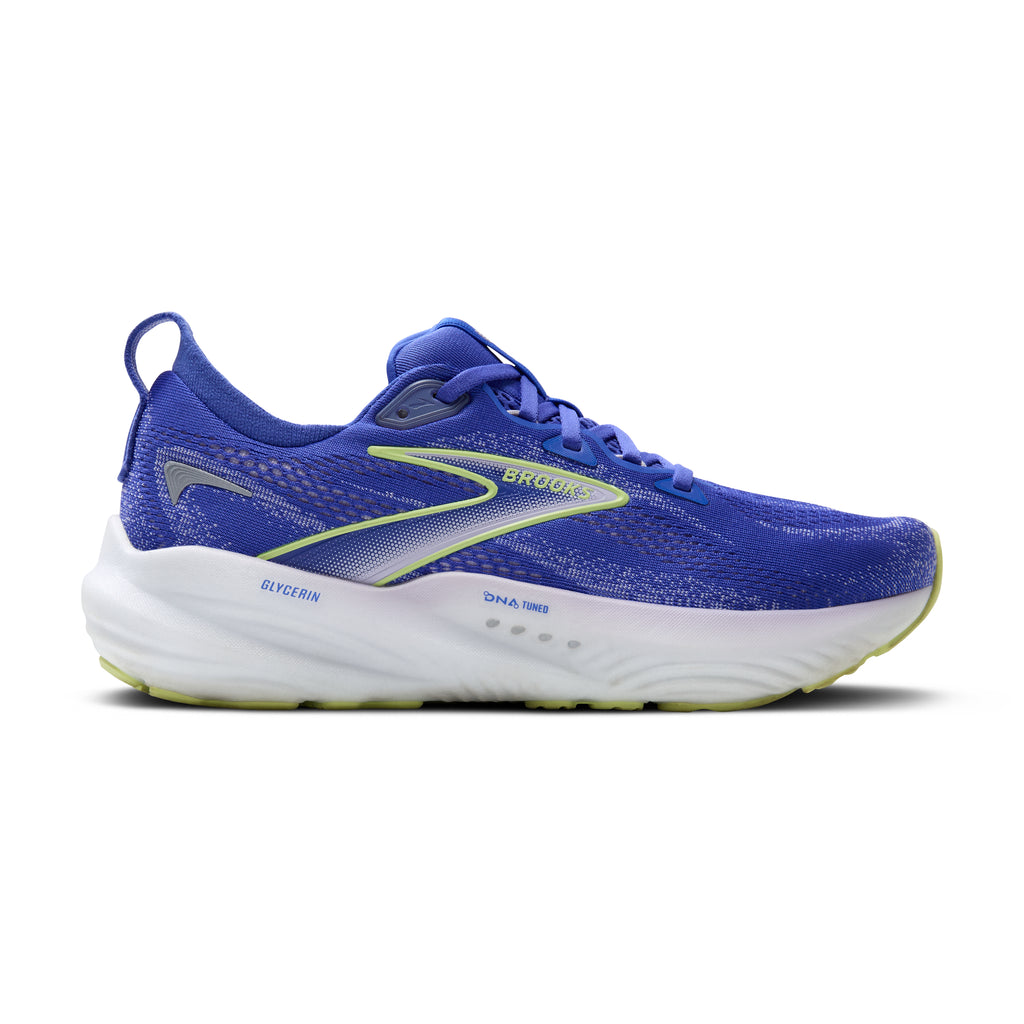 Women's Brooks Glycerin 22. Blue upper. White midsole. Lateral view.