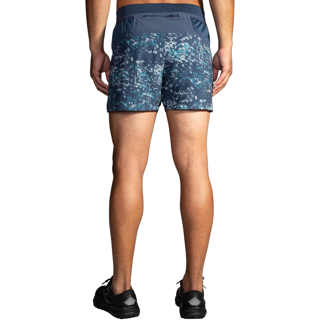 Men's Brooks Sherpa 5" Shorts. Multicolored. Rear view.