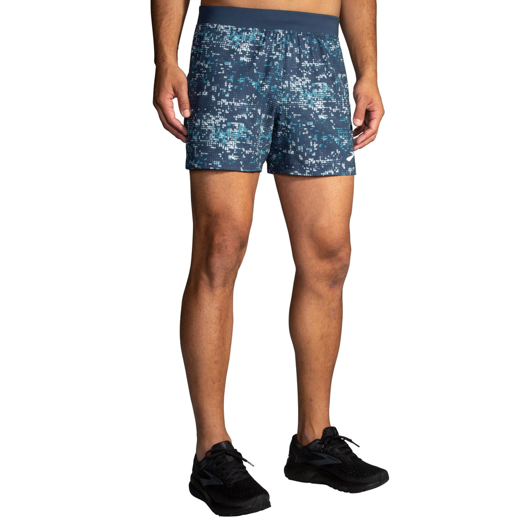 Men's Brooks Sherpa 5" Shorts. Multicolored. Front view.