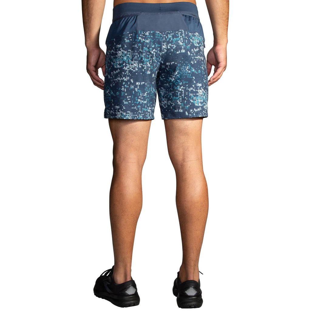 Men's Brooks Sherpa 7" 2-in-1 Shorts. Multicolored. Rear view.