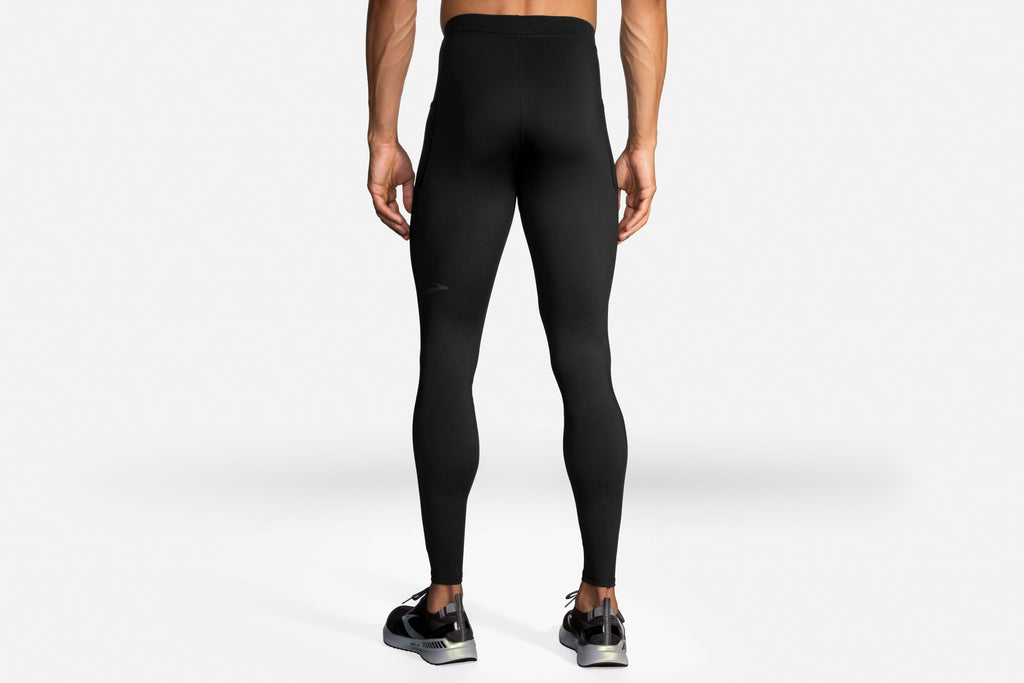 Men's Brooks Source Tights. Black. Rear view.