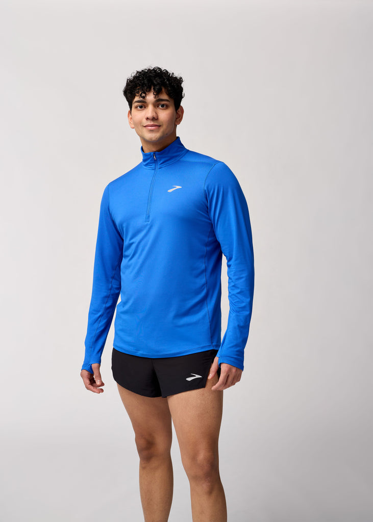 Men's Brooks Dash Half Zip 2.0. Blue. Front view.