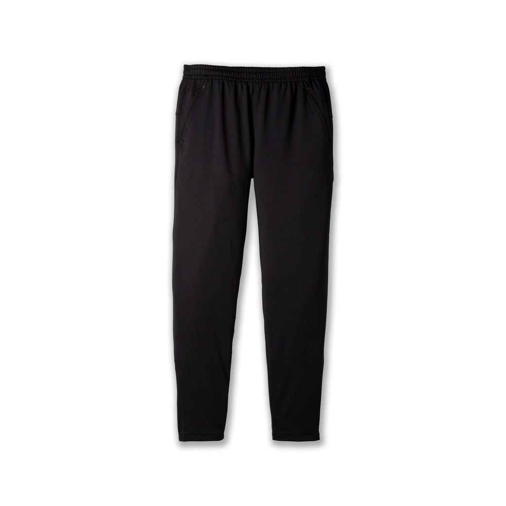 Men's Brooks Spartan Pants. Black. Front view.