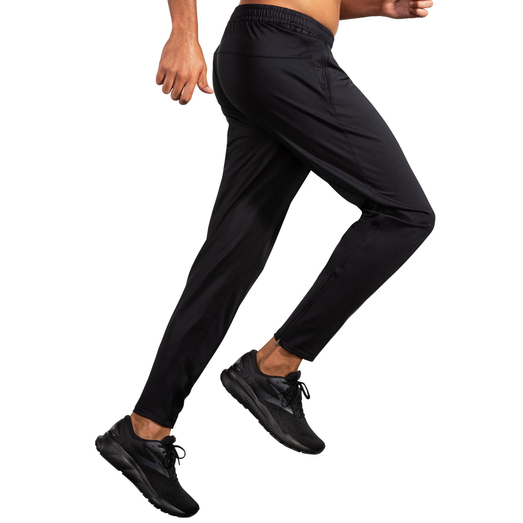 Men's Brooks Spartan Pants. Black. Lateral view.