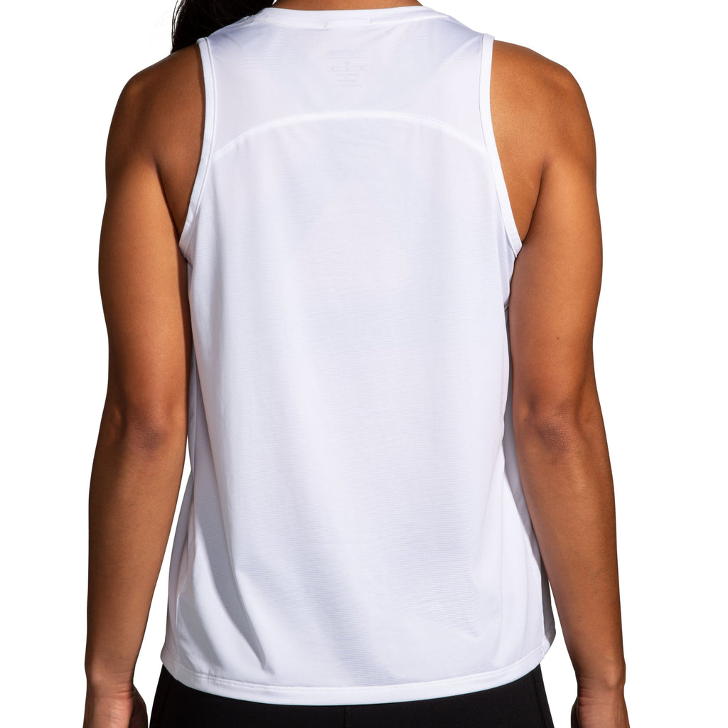 Women's Brooks Sprint Free Tank 2.0. White. Rear view.