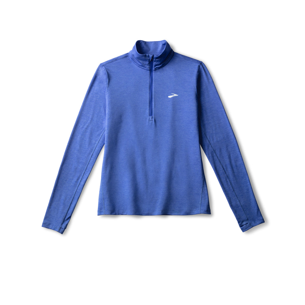 Women's Brooks Dash half zip 2.0. Light Blue. Front view.