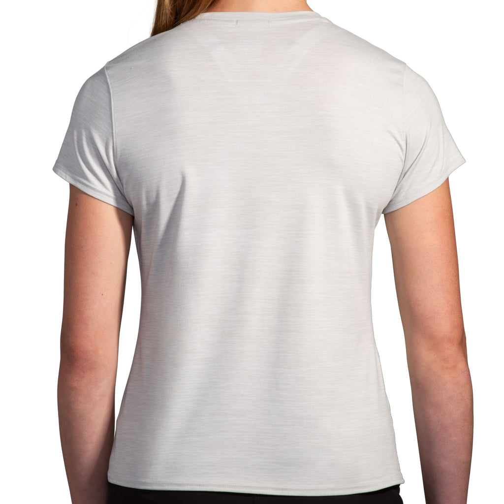 Women's Brooks Luxe Short Sleeve. Off White. Rear view.