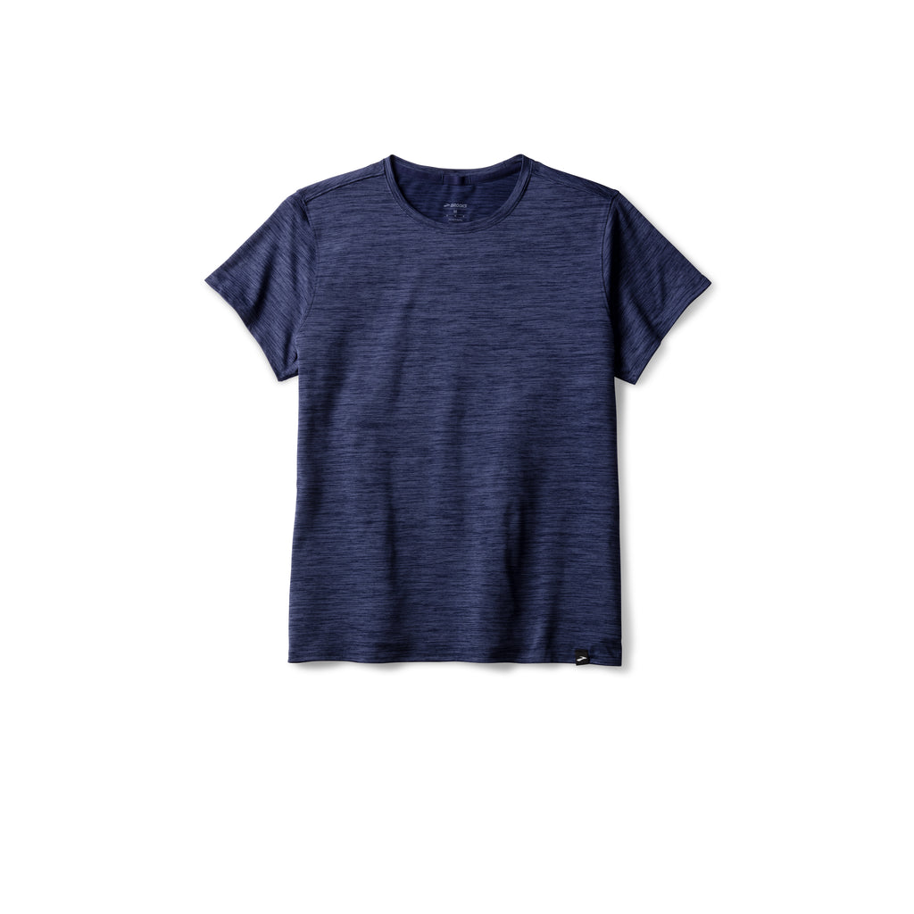 Women's Brooks Luxe Short Sleeve. Dark Blue. Front view.