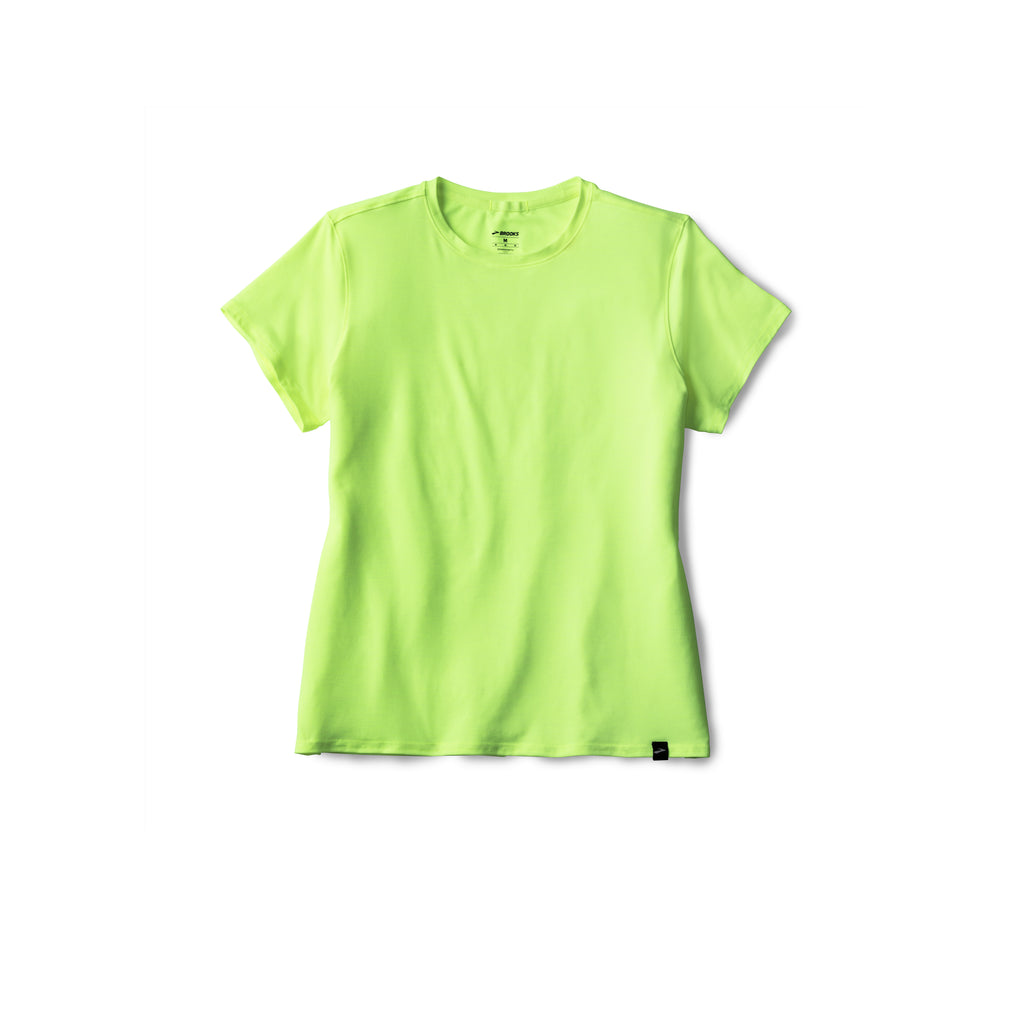 Women's Brooks Luxe Short Sleeve. Yellow. Front view.