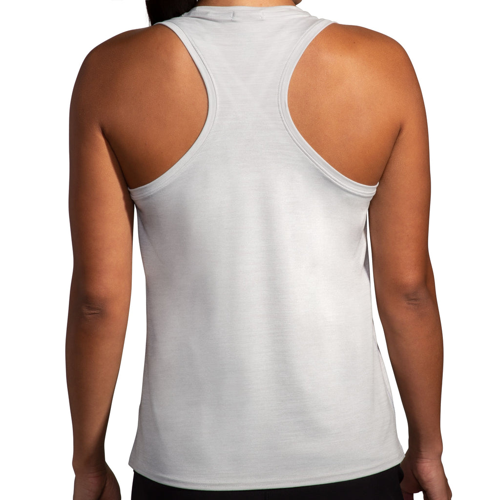 Women's Brooks Luxe Tank. Off White. Rear view.