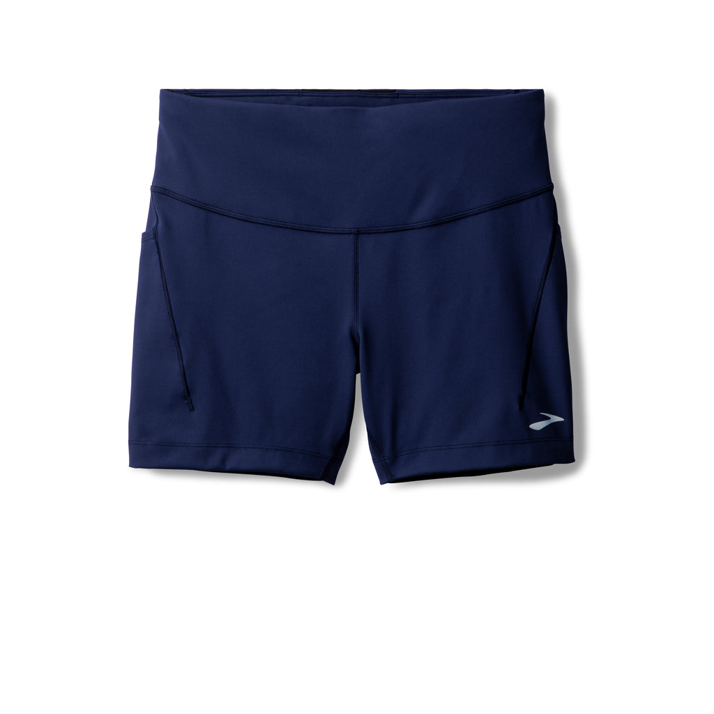 Women's Brooks Spark 5" Short Tights. Dark Blue. Front view.