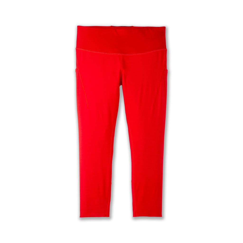 Women's Brooks Spark Capri. Red. Front view.