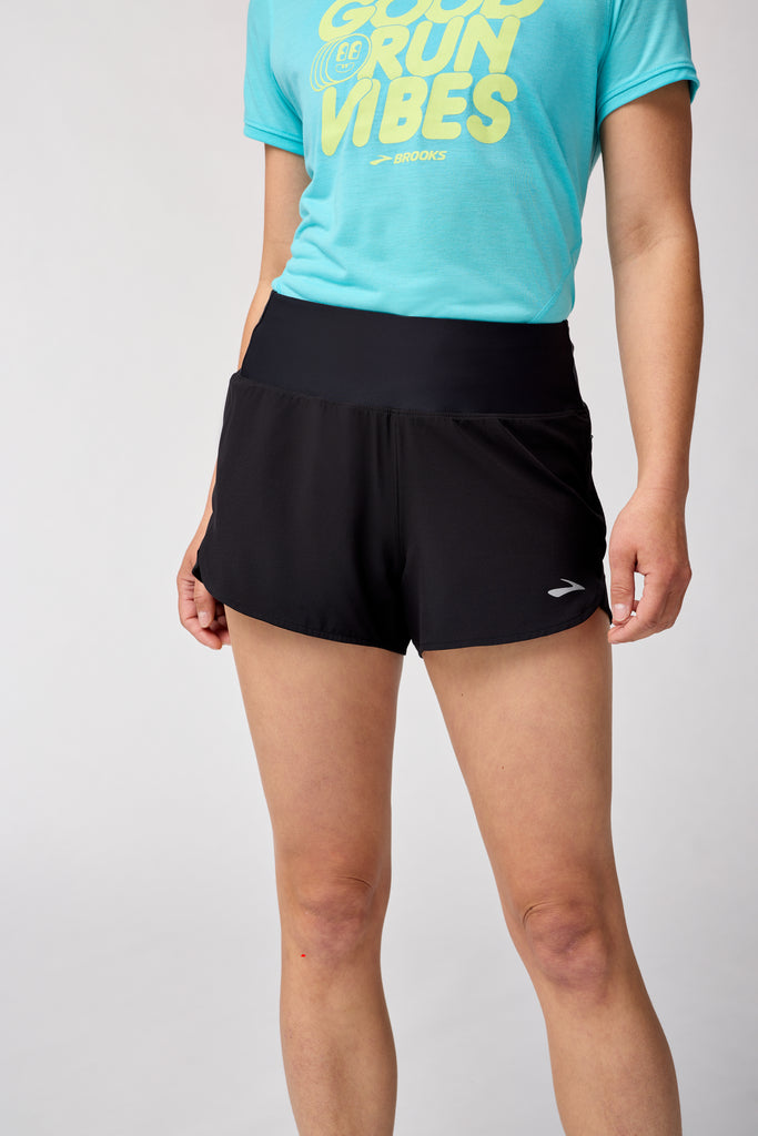 Women's Brooke Chaser 3" Shorts. Black. Front view.