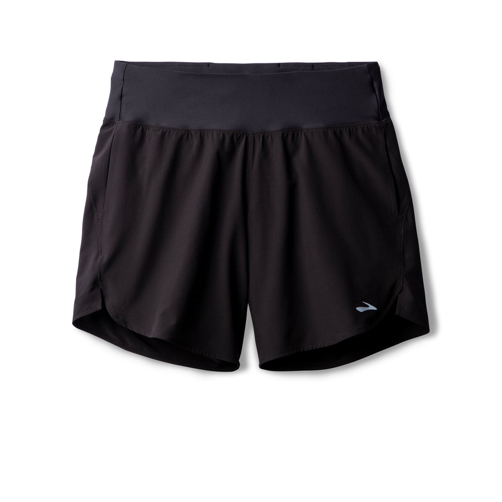 Women's Brooks Chaser 7" Shorts. Black. Front view.