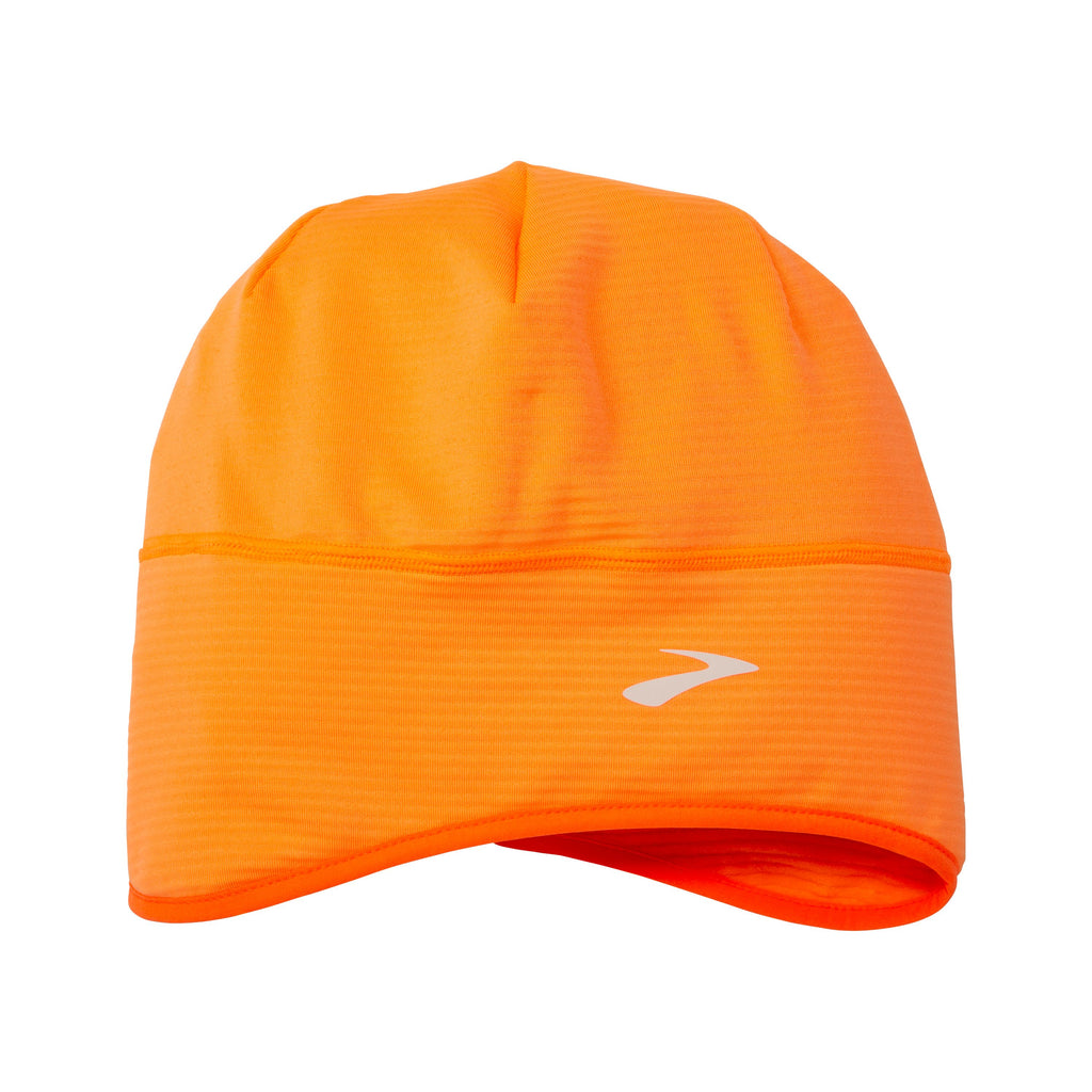 Brooks Thermal Notch Beanie. Orange. Front view.