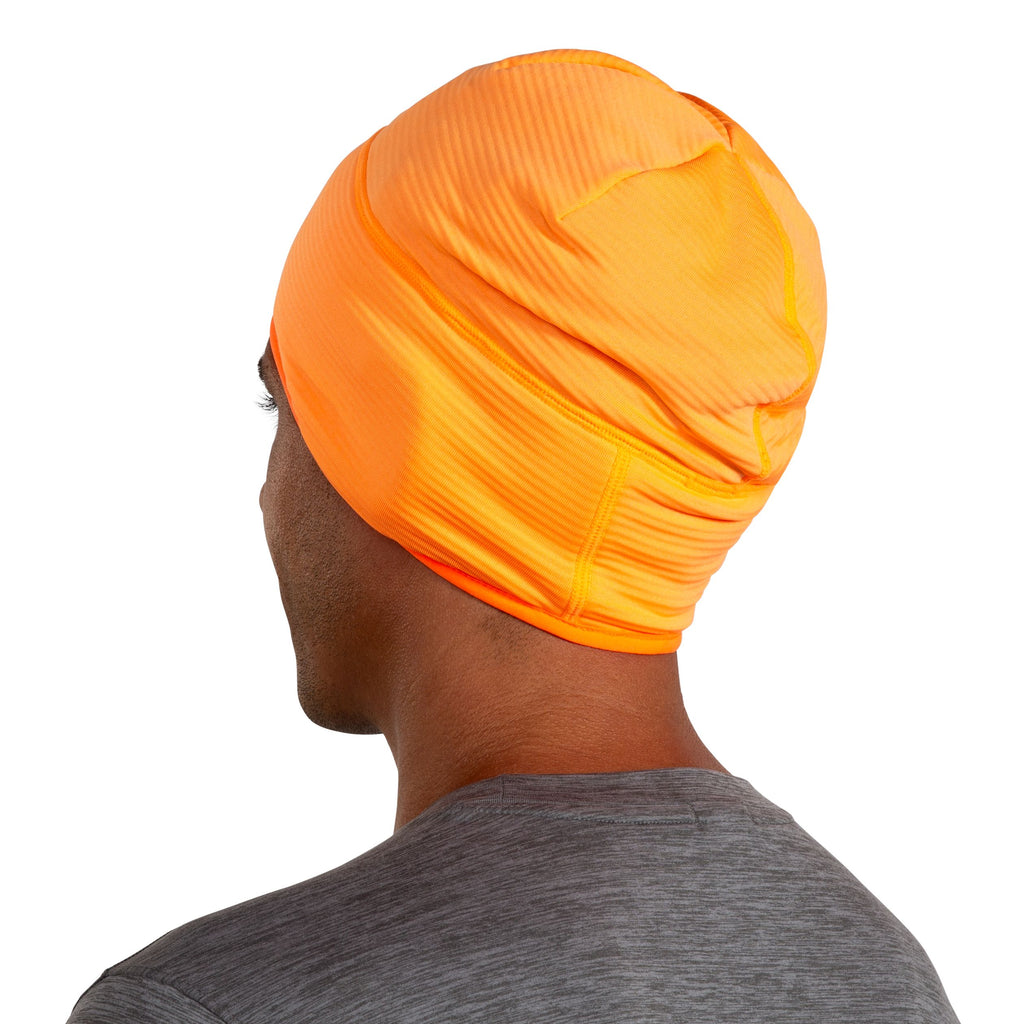 Brooks Thermal Notch Beanie. Orange. Rear view.