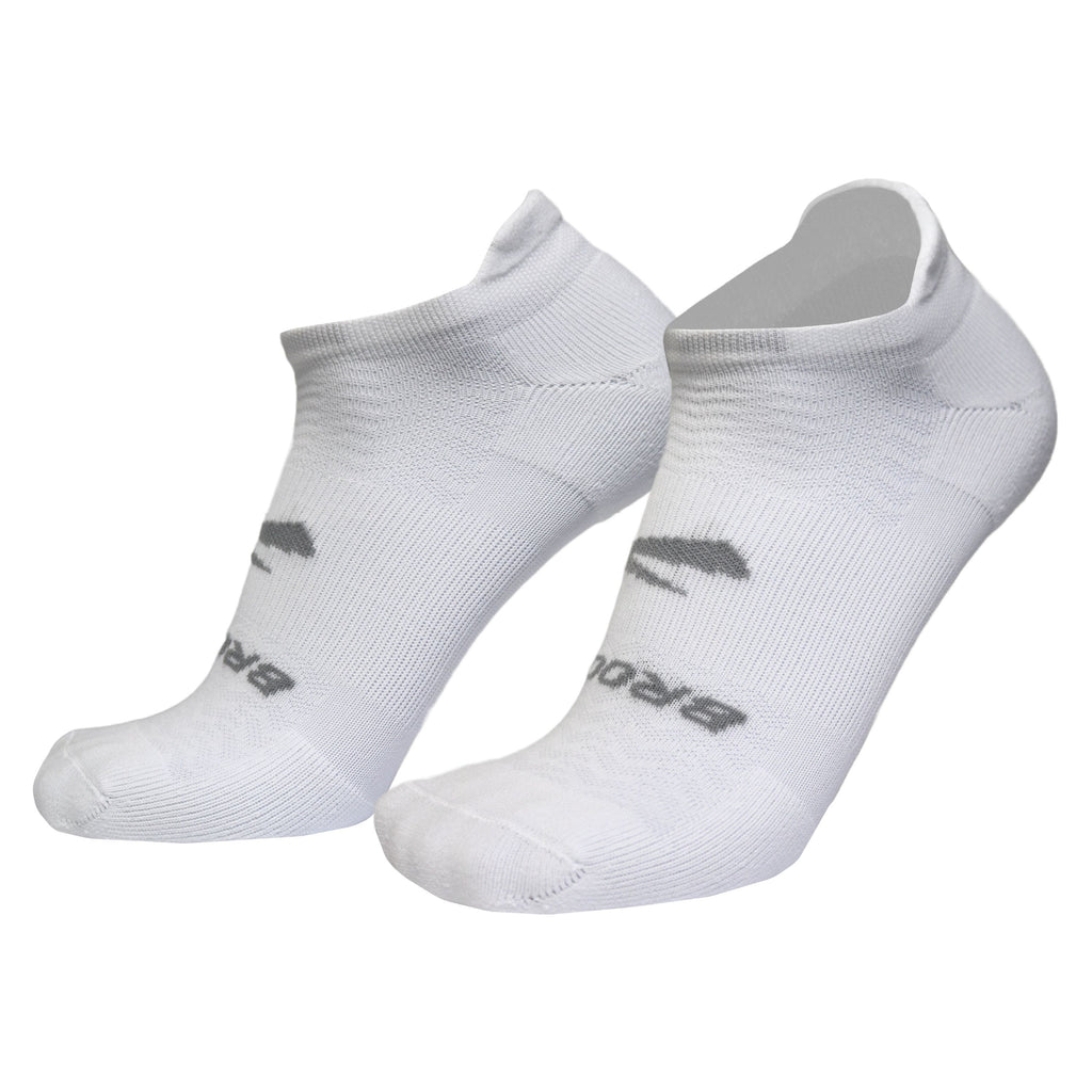Unisex Brooks Run-In No Show Socks. White.