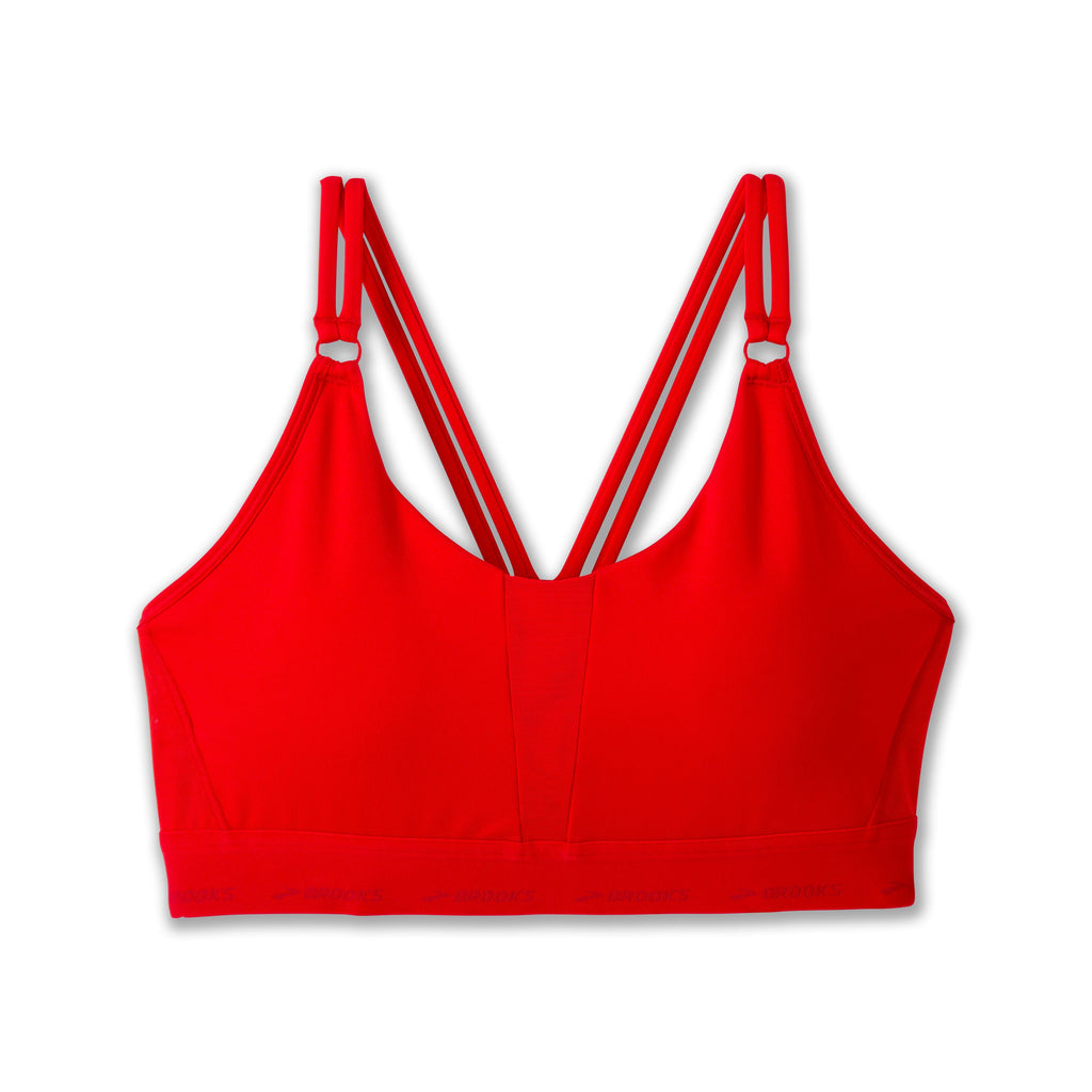 Women's Brooks Plunge Sports Bra 3.0. Red. Front view.