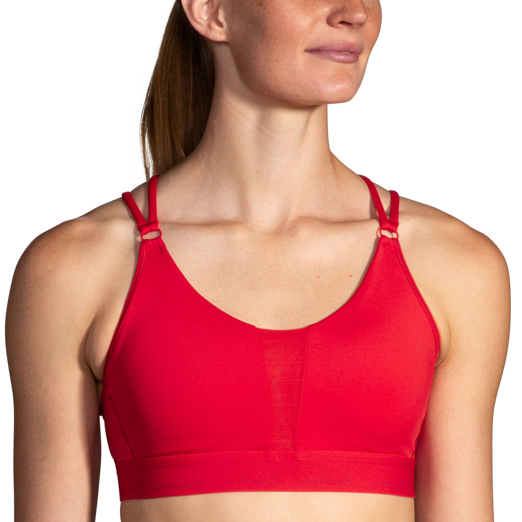 Women's Brooks Plunge Sports Bra 3.0. Red. Front view.