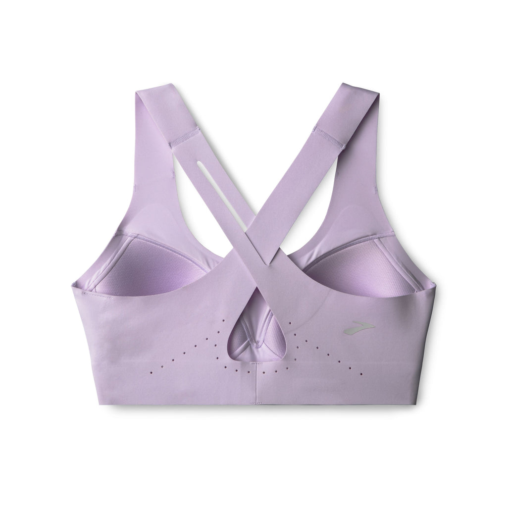 Women's Brooks Crossback 2.0 Sports Bra. Light Pink. Rear view.