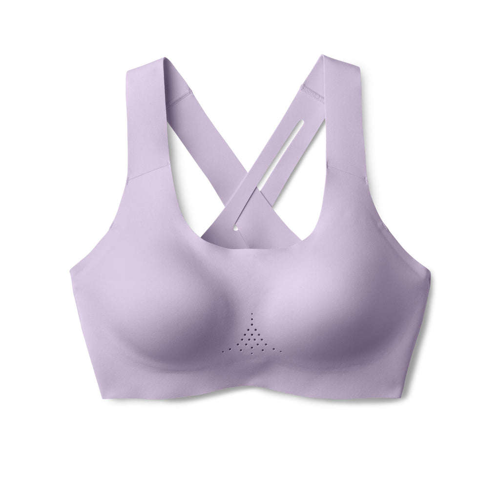 Women's Brooks Crossback 2.0 Sports Bra. Light Pink. Front view.