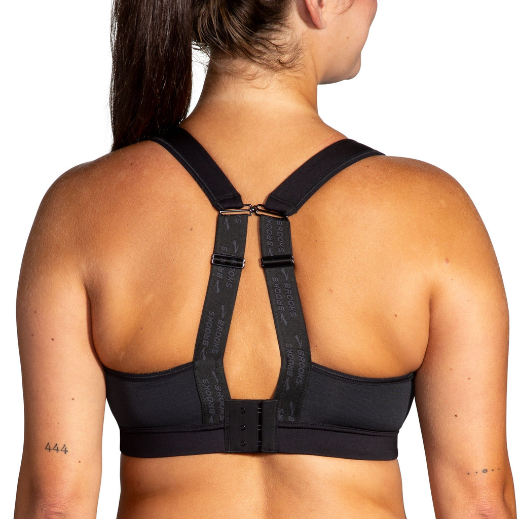 Women's Brooks Drive Convertible 2.0 Sports Bra. Black. Rear view.