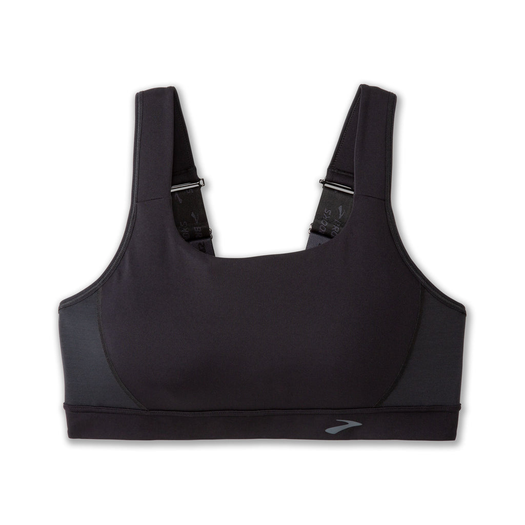 Women's Brooks Drive Convertible 2.0 Sports Bra. Black. Front view.