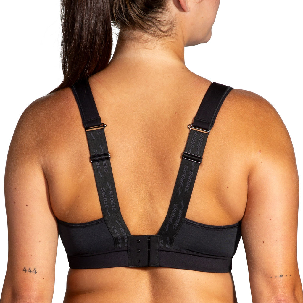 Women's Brooks Drive Convertible 2.0 Sports Bra. Black. Rear view.