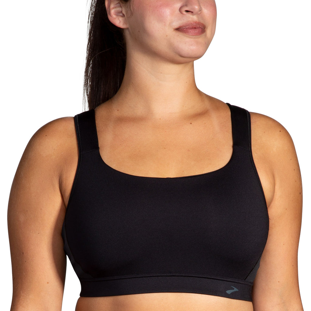 Women's Brooks Drive Convertible 2.0 Sports Bra. Black. Front view.