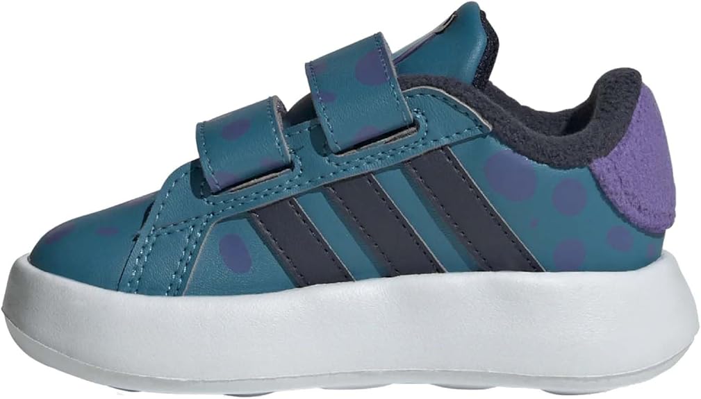 Adidas X Grand Court Sulley 2.0. Active Teal/Legend Ink/Purple Rush. Medial view.