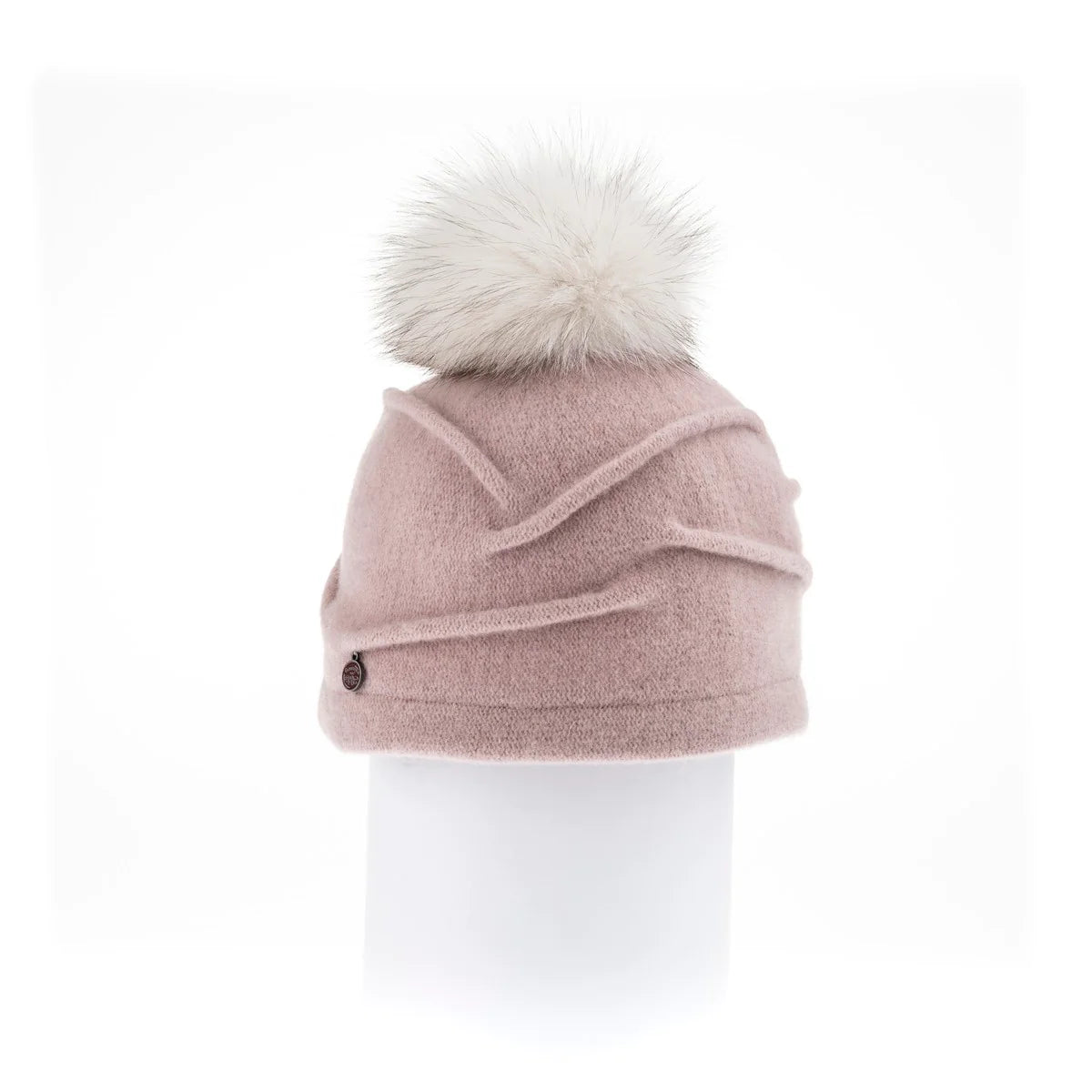 Canadian Hat Clareta Ormos Pleated Beanie with Upcycled Fur Pom