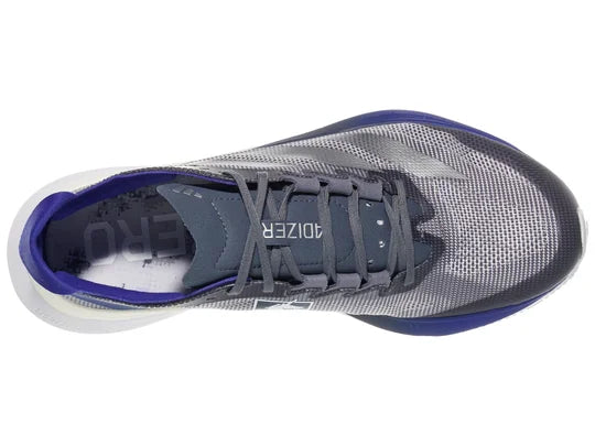 Men's Adidas Bost 12. Grey/Blue upper. White midsole. Top view.