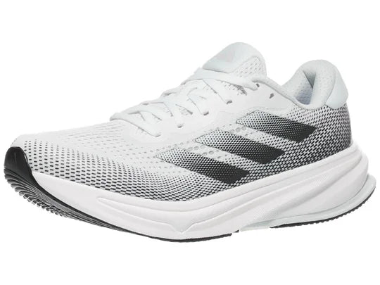 Men's Adidas Supernova Rise. White upper. White midsole. Lateral view.