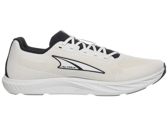 Men's Altra Escalante 4. White upper. White midsole. Medial view.