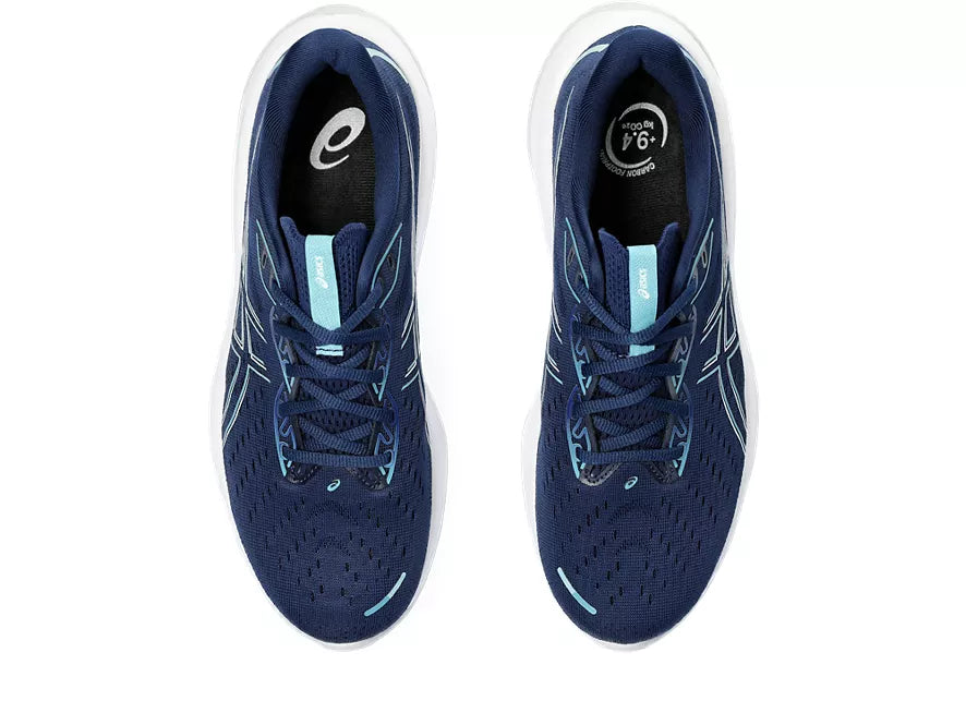 Men's Asics Gel-Cumulus 26. Blue upper. White midsole. Top view.