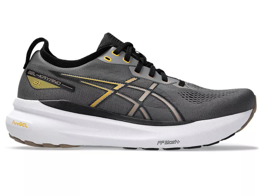 Men's Asics Gel-Kayano 31. Grey upper. White midsole. Lateral view.