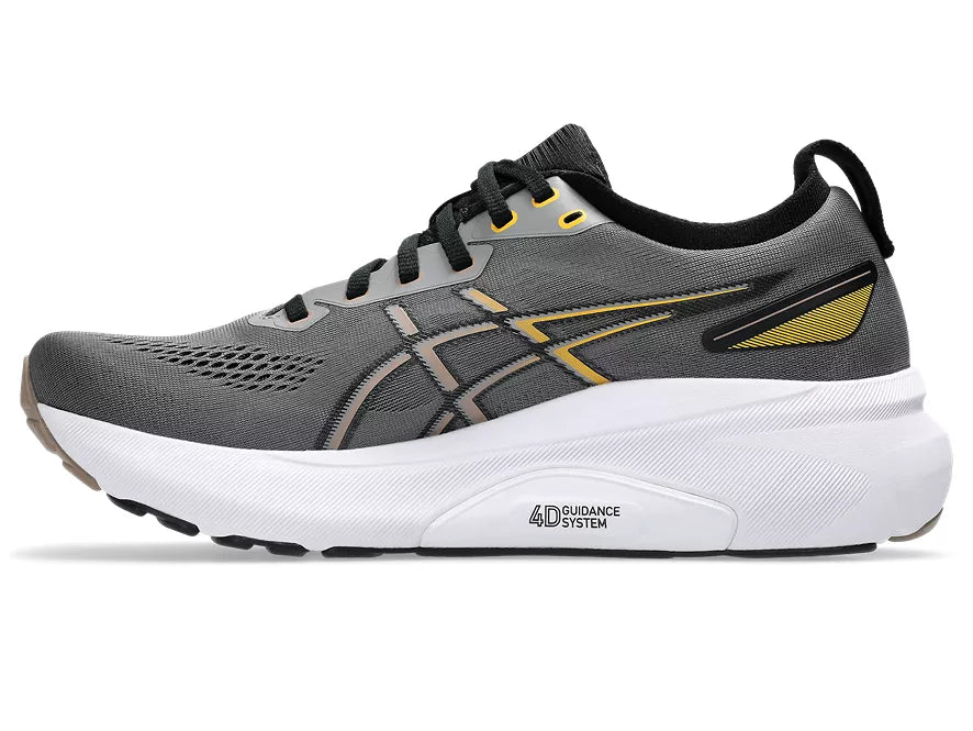 Men's Asics Gel-Kayano 31. Grey upper. White midsole. Medial view.