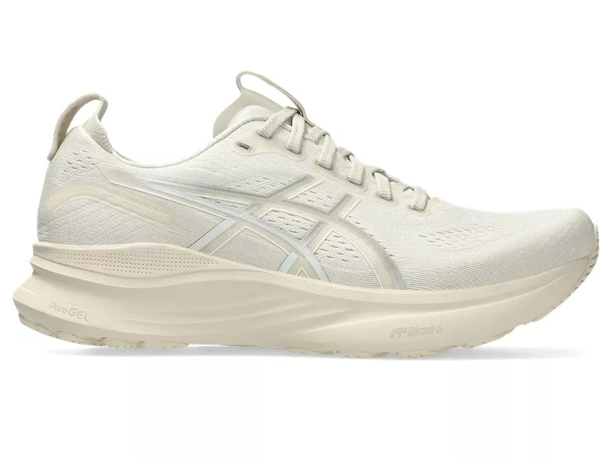 Men's Asics Gel Kayano 32. Beige upper. Beige midsole. Lateral view.