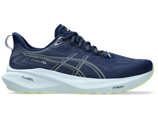 Men's Asics GT 2000 13. Blue upper. Grey midsole. Lateral view.