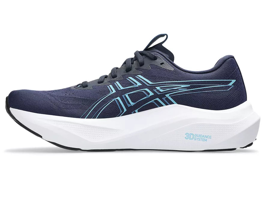 Men's Asics GT 2000 14. Dark Teal upper. White midsole. Medial view.